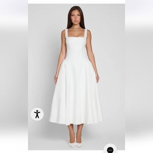 LEAU Chloe Corset Midi Dress- White